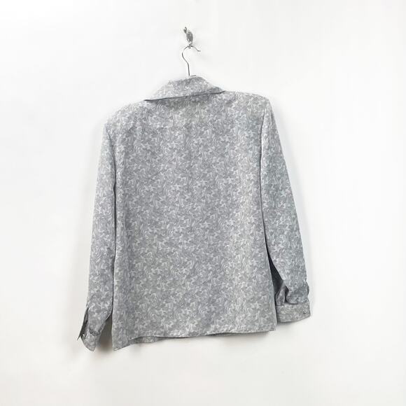 Vintage Lauren Lee 18 Womens Gray Print Button-front Blouse - Picture 4 of 5